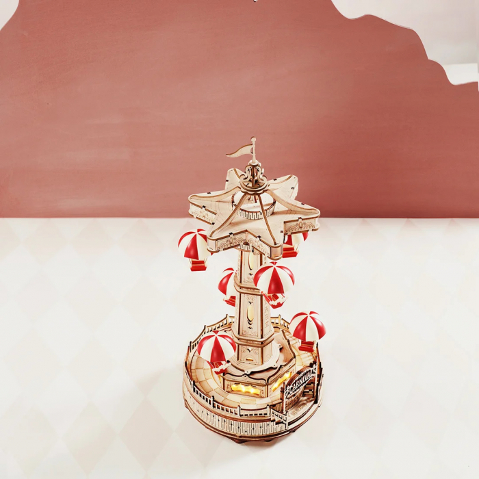 Puzzle 3D Mecanic, cutiuta muzicala, Turnul cu parasute, 184 piese [4]