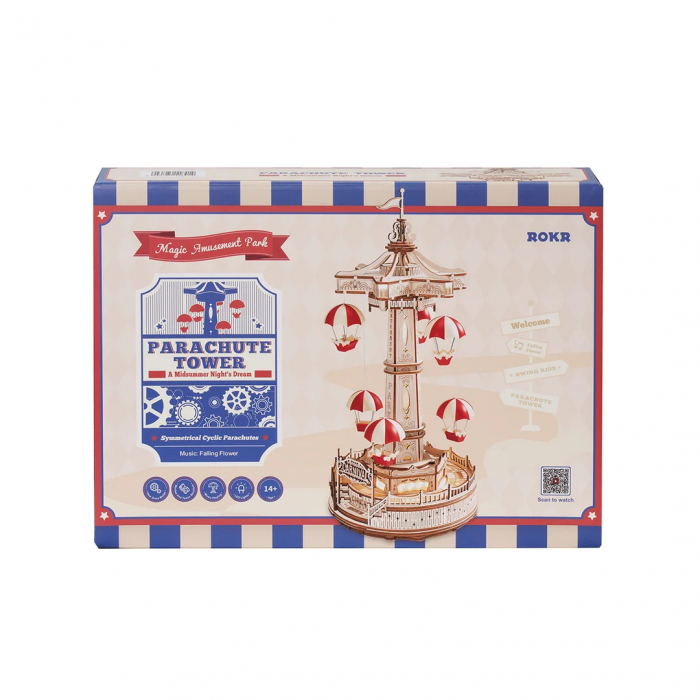 Puzzle 3D Mecanic, cutiuta muzicala, Turnul cu parasute, 184 piese [5]