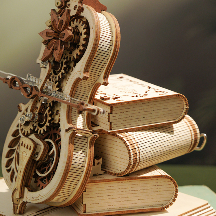 Puzzle 3D Mecanic, cutiuta muzicala, Violoncel magic, 199 piese [4]