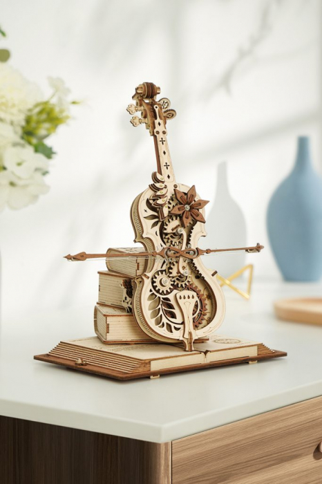 Puzzle 3D Mecanic, cutiuta muzicala, Violoncel magic, 199 piese [8]