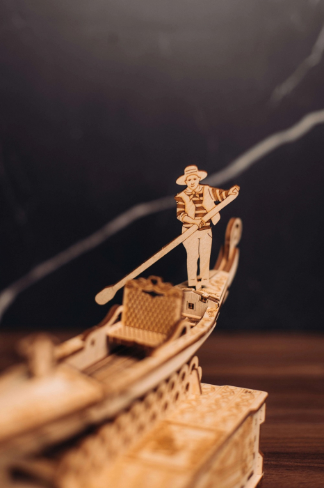 Puzzle 3D, mecanic, din lemn, Gondola, 82 piese [7]