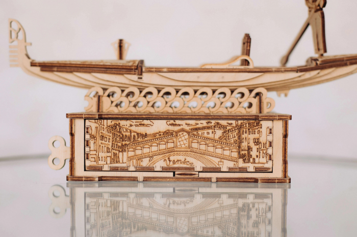 Puzzle 3D, mecanic, din lemn, Gondola, 82 piese [5]