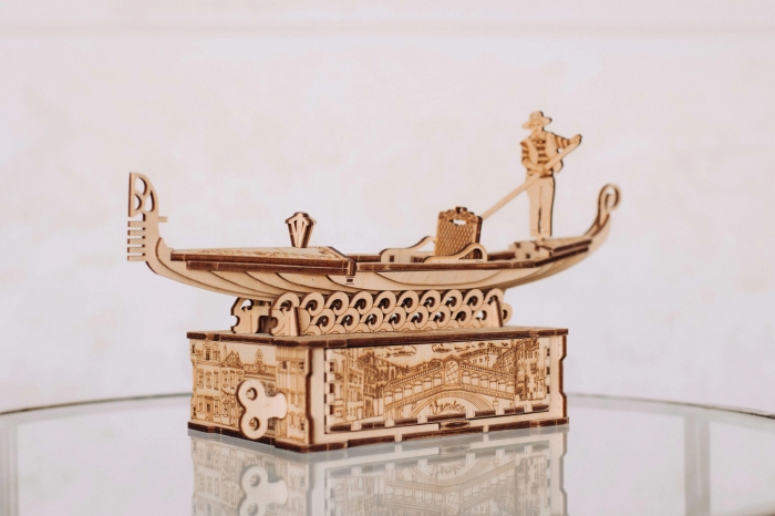 Puzzle 3D, mecanic, din lemn, Gondola, 82 piese [4]