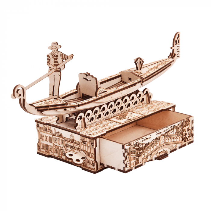 Puzzle 3D, mecanic, din lemn, Gondola, 82 piese [2]