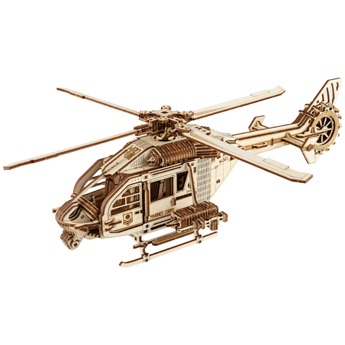 Puzzle 3D, electric, din lemn, Elicopter Thunder Chopper, 485 piese [2]