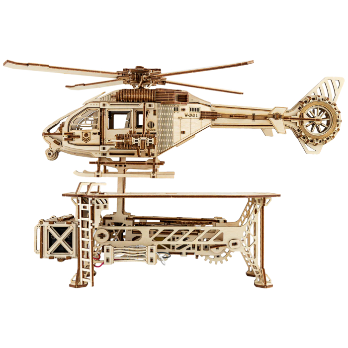Puzzle 3D, electric, din lemn, Elicopter Thunder Chopper, 485 piese [5]