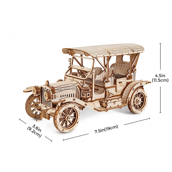 Puzzle 3D, mecanic, din lemn, Masina de epoca, 298 piese [6]