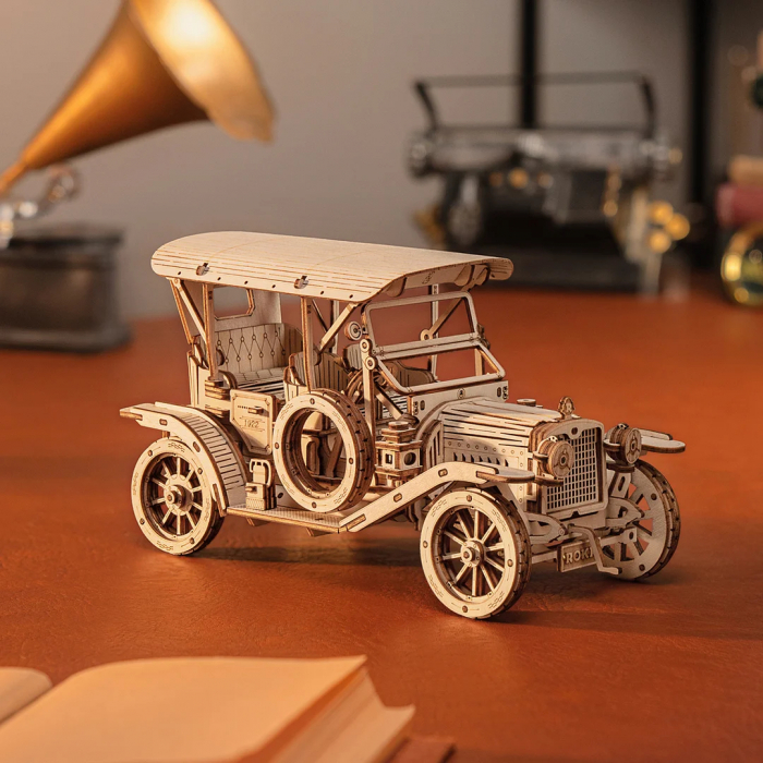 Puzzle 3D, mecanic, din lemn, Masina de epoca, 298 piese [3]