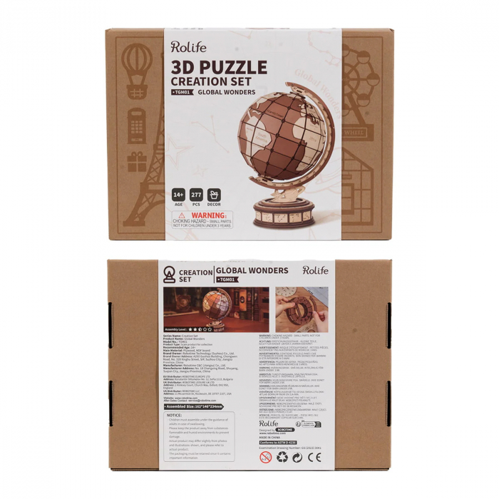 Puzzle 3D, mecanic, din lemn, Minunile lumii, 277 piese [7]