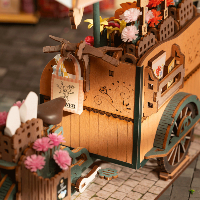 Puzzle 3D, din lemn, Carucior cu flori, 187 piese [7]