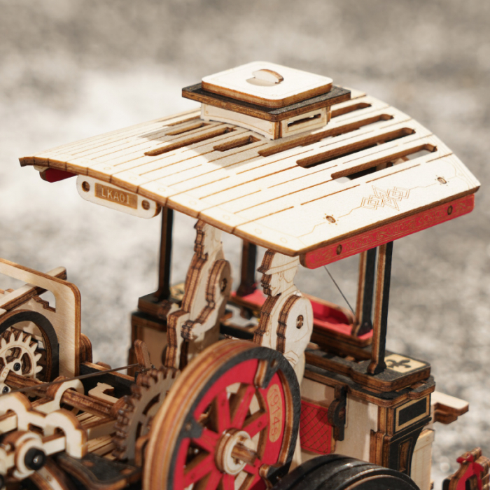 Puzzle 3D, mecanic, din lemn, Motor cu abur (cu baterie), 469 piese [8]