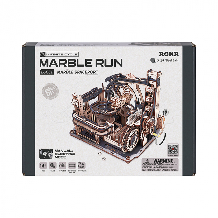 Puzzle 3D, mecanic, din lemn, Marble Spaceport, 472 piese [10]