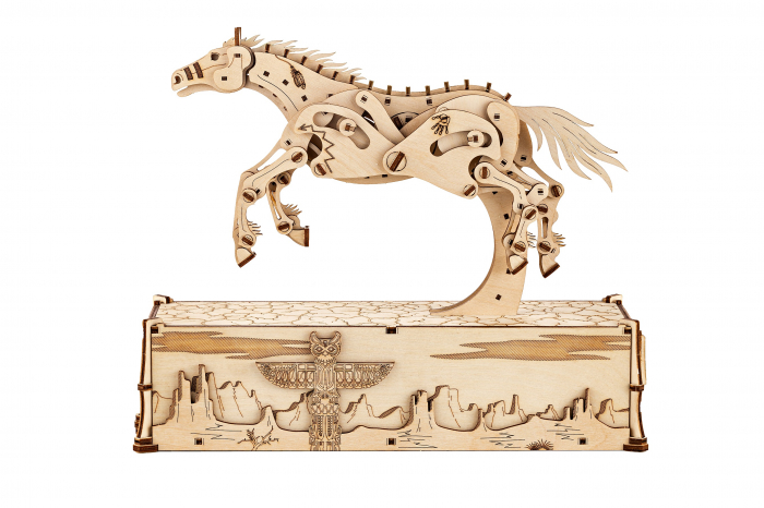 Puzzle 3D, mecanic, din lemn, Mustang, 150 piese [2]