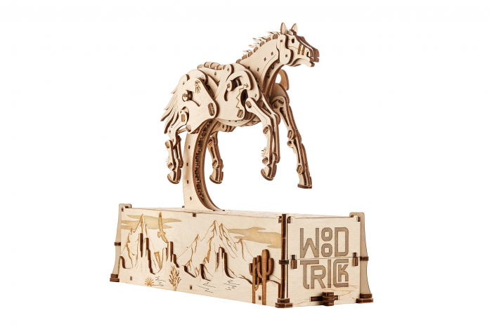 Puzzle 3D, mecanic, din lemn, Mustang, 150 piese [3]