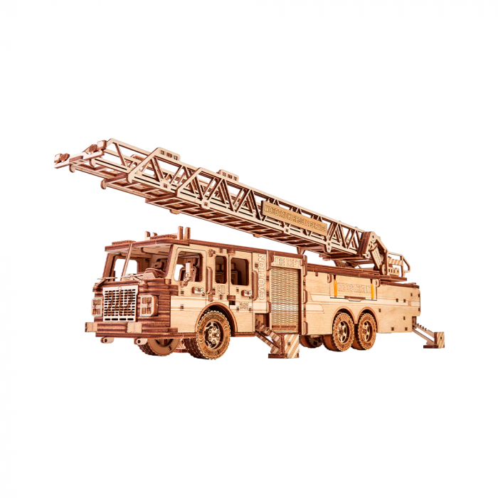 Puzzle 3D, mecanic, din lemn, Camion de pompieri, 636 piese [4]