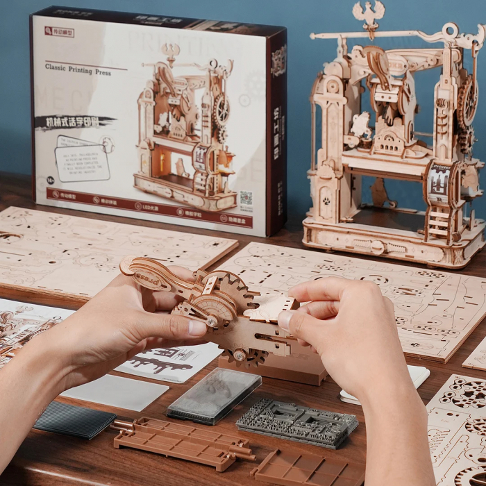 Puzzle 3D, mecanic, din lemn, Tipografie, 303 piese [5]
