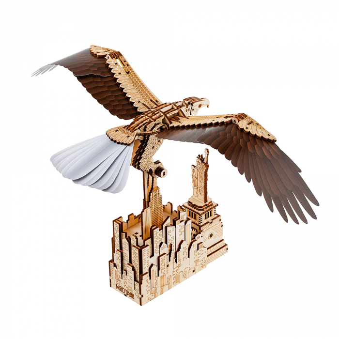 Puzzle 3D mecanic, din lemn, Vulturul libertatii, 308 piese [4]