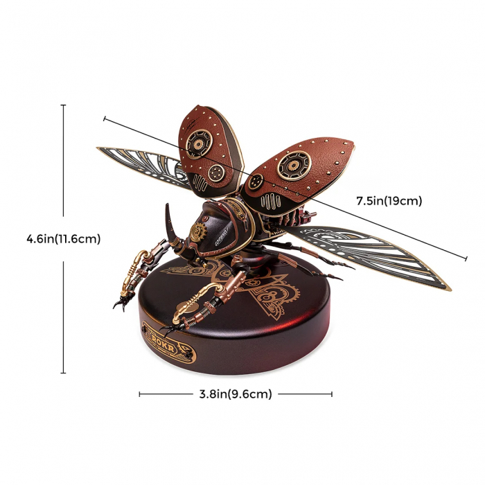 Puzzle 3D mecanic, din metal si plastic, Gandacul rinocer bionic, 156 piese [7]