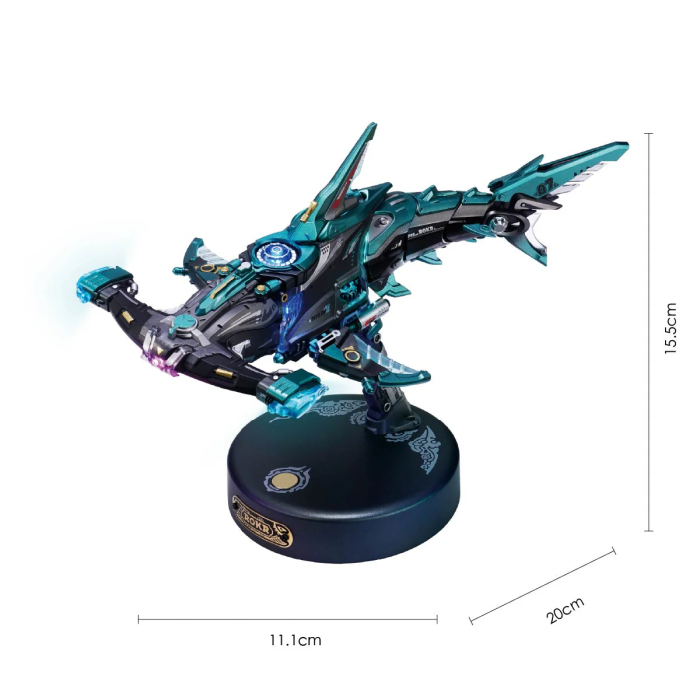 Puzzle 3D mecanic, din metal si plastic, Rechin ciocan, 122 piese [6]