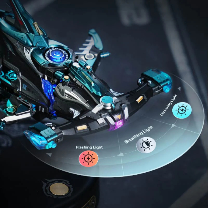 Puzzle 3D mecanic, din metal si plastic, Rechin ciocan, 122 piese [4]