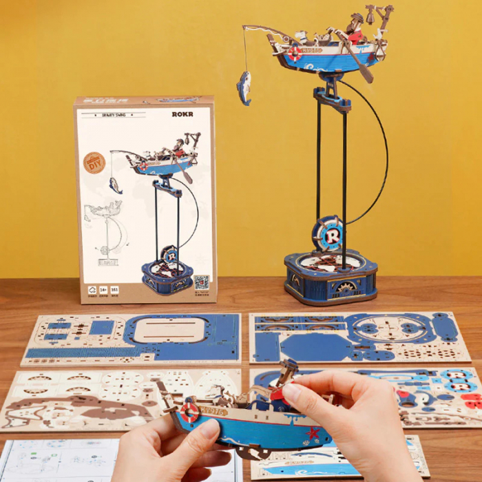 Puzzle 3D, pendul mecanic, Pescarul din ocean, 161 piese [6]