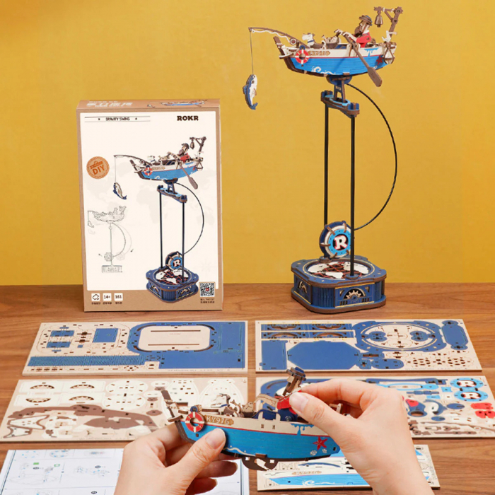Puzzle 3D, pendul mecanic, Pescarul din ocean, 161 piese [4]