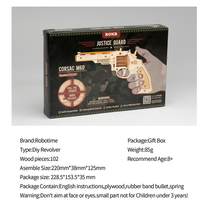 Puzzle 3D, Pistol Corsac M60, Lemn [9]