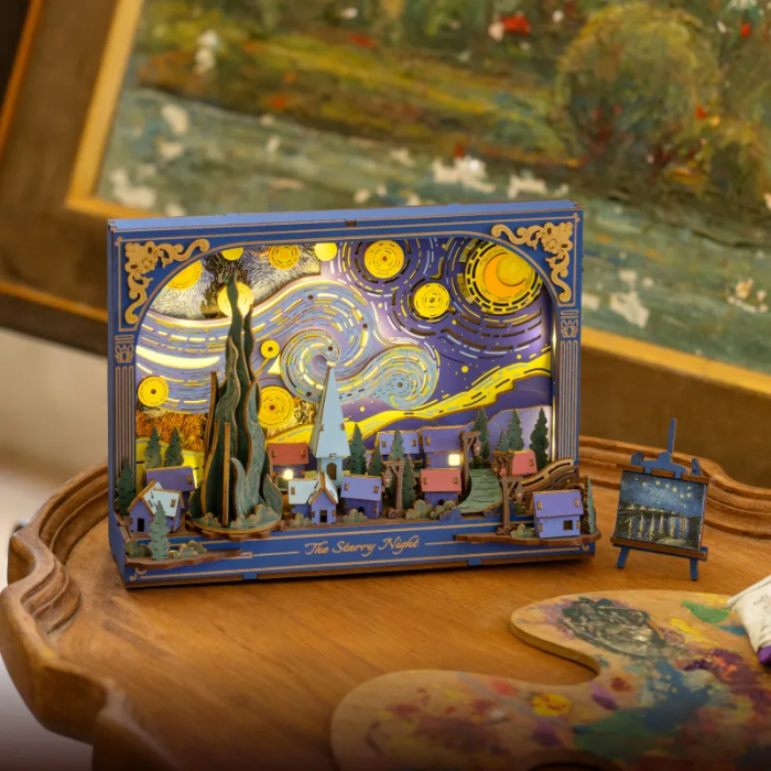 Puzzle 3D, tablou, din lemn, Noapte instelata - van Gogh, 238 piese [8]