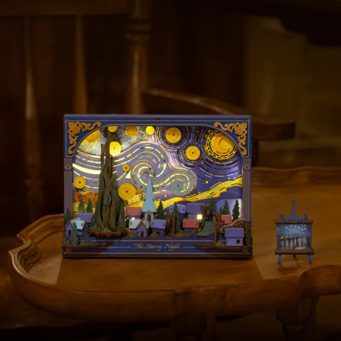 Puzzle 3D, tablou, din lemn, Noapte instelata - van Gogh, 238 piese [9]