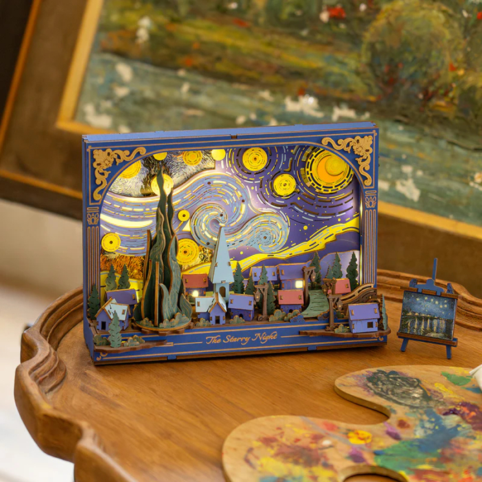 Puzzle 3D, tablou, din lemn, Noapte instelata - van Gogh, 238 piese [2]