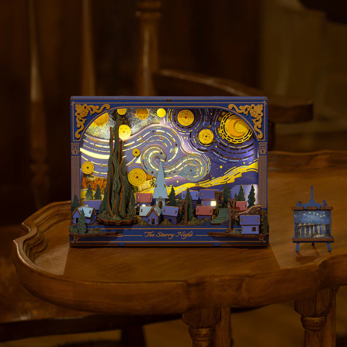 Puzzle 3D, tablou, din lemn, Noapte instelata - van Gogh, 238 piese [3]