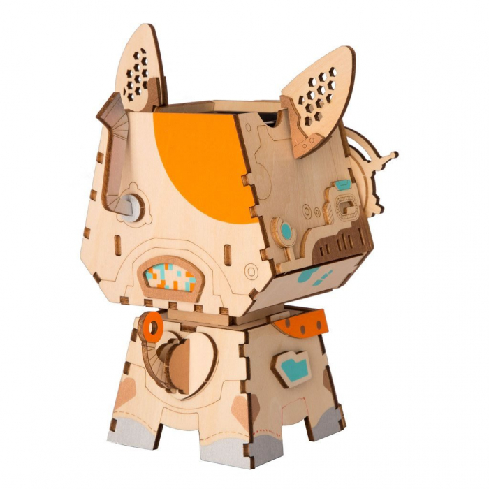 Puzzle 3D din lemn, Ghiveci - catelus, 58 piese [4]