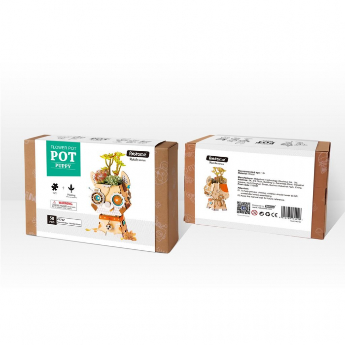 Puzzle 3D din lemn, Ghiveci - catelus, 58 piese [6]