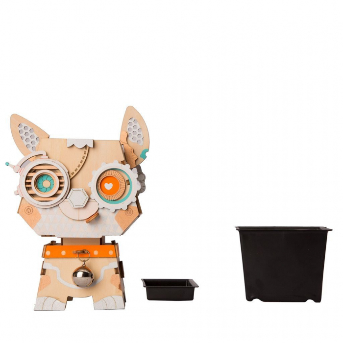 Puzzle 3D din lemn, Ghiveci - catelus, 58 piese [5]