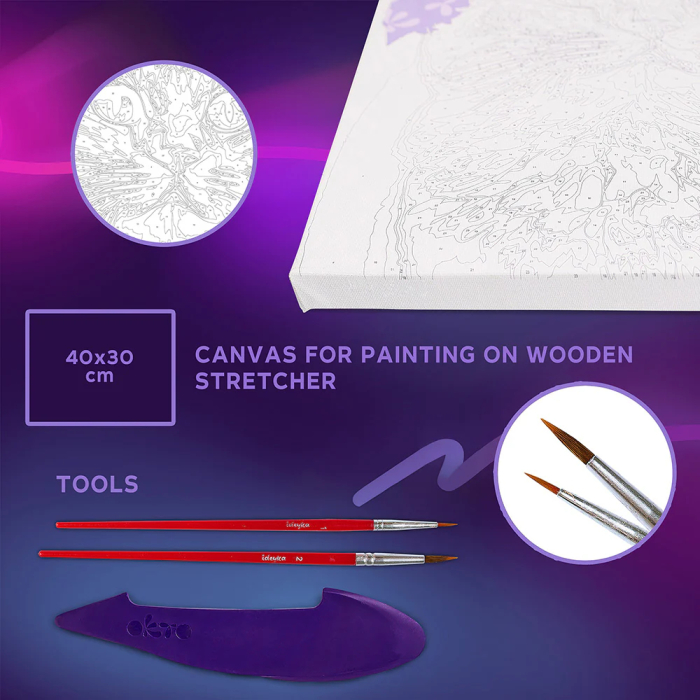 Set 2-in-1 pictura pe numere si pictura senzoriala 3D cu argila usoara, Pisica cu coronita, 30x40 cm [5]