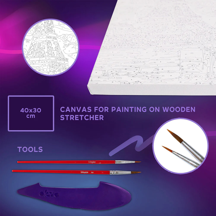 Set 2-in-1 pictura pe numere si pictura senzoriala 3D cu argila usoara, Salutari din Paris, 30x40 cm [5]