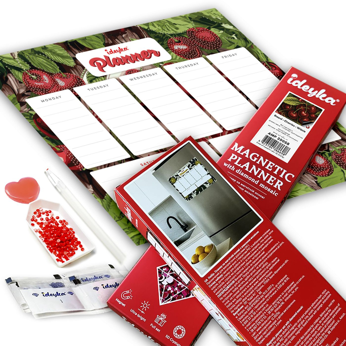 Set goblen cu diamante, fara sasiu, Planificator magnetic - Maci, 32x40 cm [2]