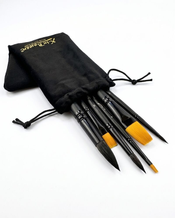 Set 6 pensule pentru culori acrilice si acuarele, negru [6]