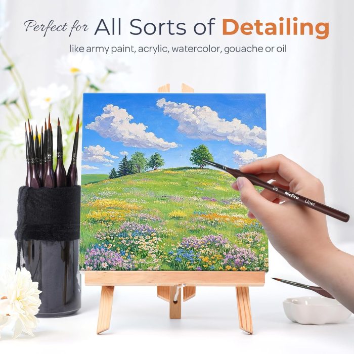 Set 15 pensule Nicpro cu varf rotund pentru detalii fine [6]