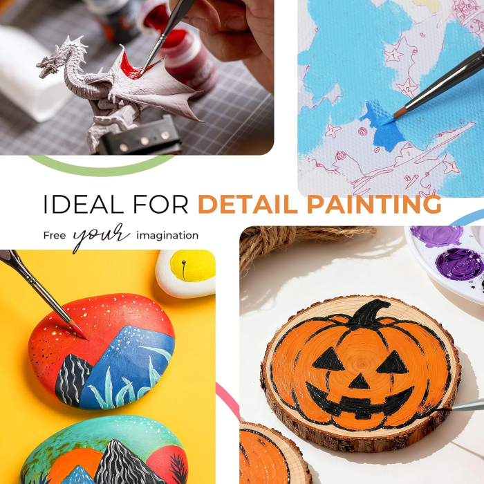 Set 15 pensule Nicpro cu varf rotund pentru detalii fine [8]