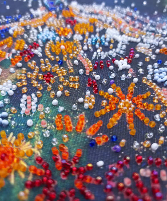 Set broderie cu margele cusute, Micul print, 20x20 cm [4]
