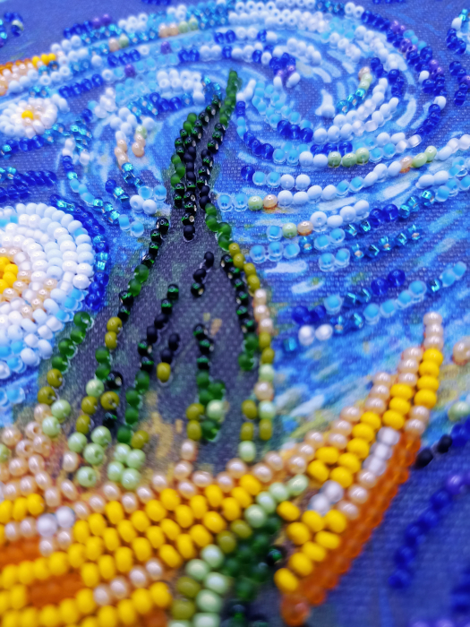 Set broderie cu margele cusute, Luna cu chiparosi, 20x20 cm [4]