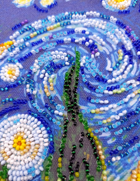 Set broderie cu margele cusute, Luna cu chiparosi, 20x20 cm [3]