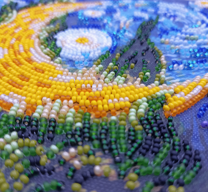 Set broderie cu margele cusute, Luna cu chiparosi, 20x20 cm [5]
