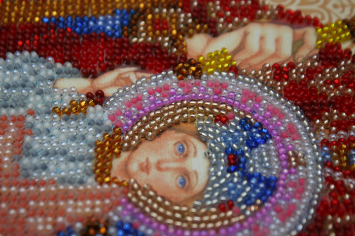 Set broderie cu margele cusute, Icoana Maicii Domnului, 32x45 cm [3]