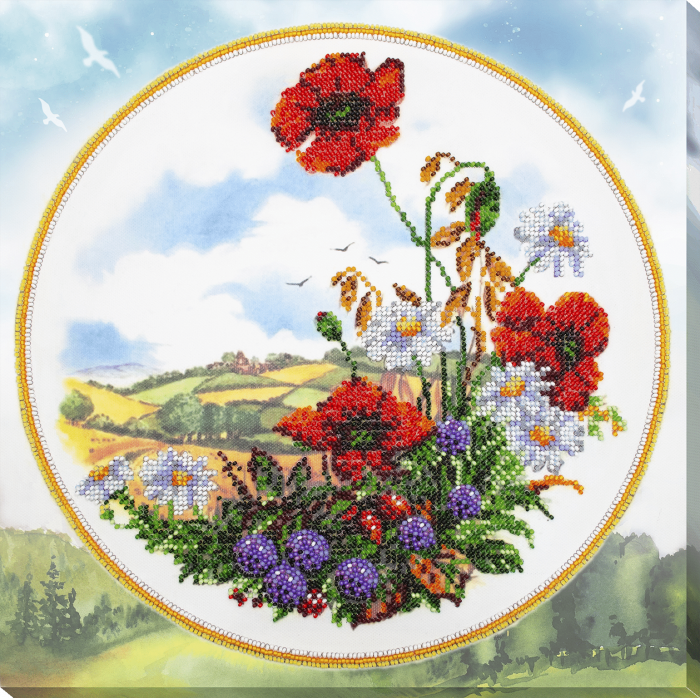 Set broderie cu margele cusute, Dimineata de vara, 31x31cm [1]