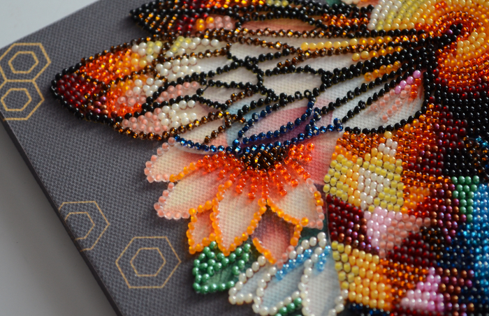 Set broderie cu margele cusute, Miere, 20x20 cm [5]