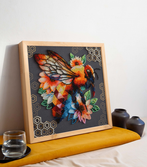 Set broderie cu margele cusute, Miere, 20x20 cm [2]