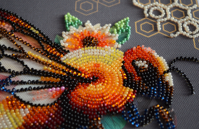 Set broderie cu margele cusute, Miere, 20x20 cm [3]