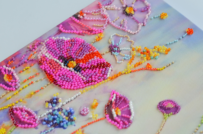 Set broderie cu margele cusute, Moment de primavara, 22x45 cm [4]